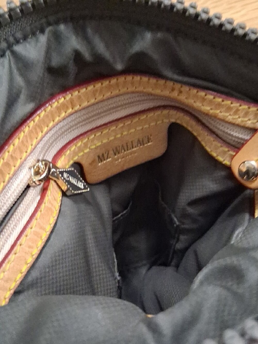 MZ Wallace Black Quilted Nylon Crossbody with Gold Logo - Picture 2 of 5